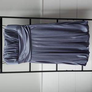 Satin Strapless Dress Silver